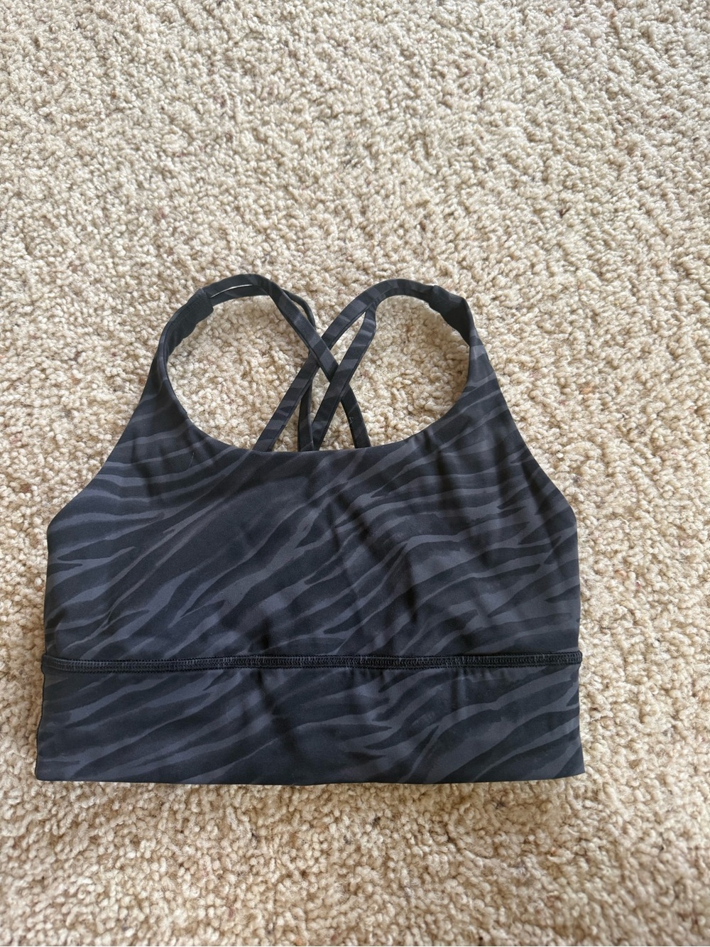 lululemon athletica Black Zebra-Pattern Strappy Sports Bra